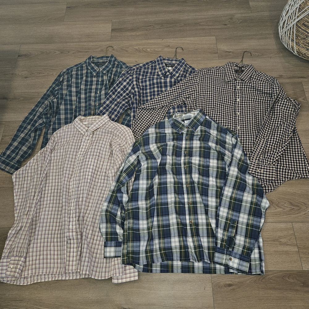 Men's Plaid Button-Down, Long Sleeve Shirts  Lot of 5 Collection Size XL